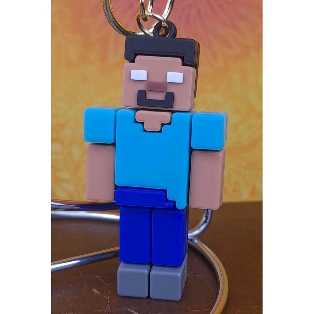 Steve‎ 3D PVC Minecraft Figure Keychain Backpack Wristlet